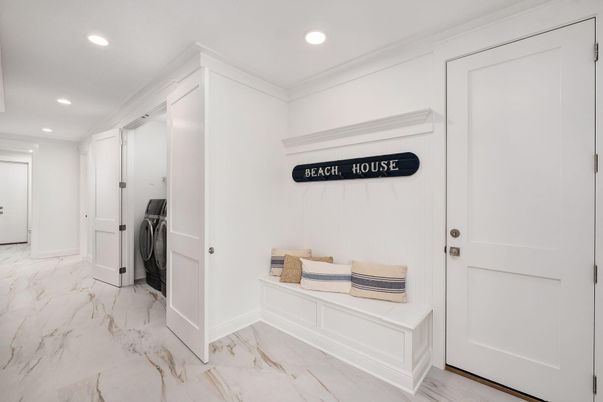 Interior, Marble, Recessed Lighting, Washer