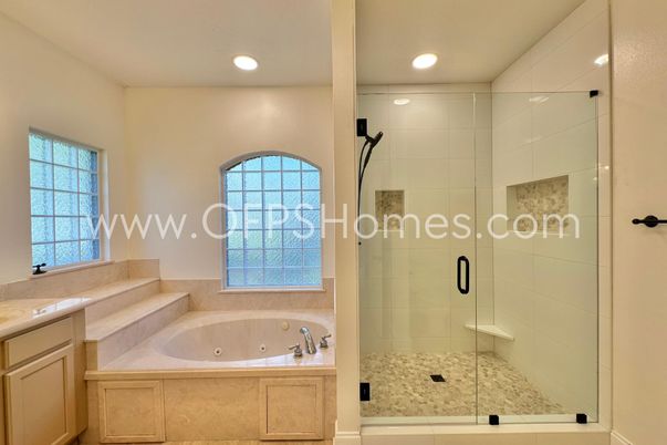 Bathroom, Glass Shower, Interior, Recessed Lighting
