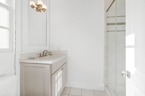 Bathroom, Glass Shower, Interior, Marble Walls