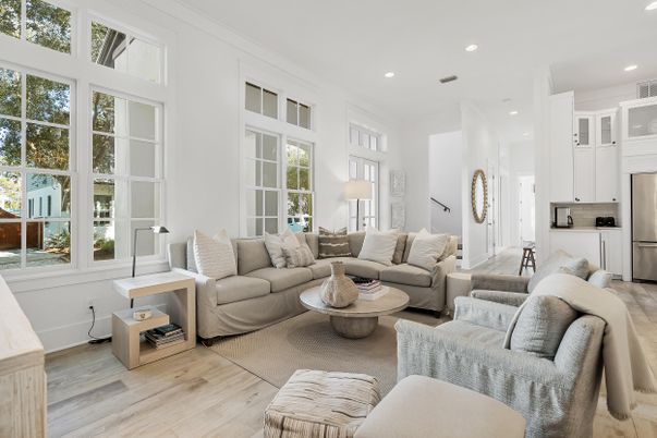 Interior, Kitchen, Living room, Recessed Lighting, Stainless Steel Appliances, Wood Texture Flooring