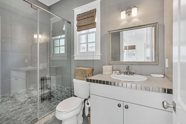 Bathroom, Glass Shower, Interior, Tile Countertops