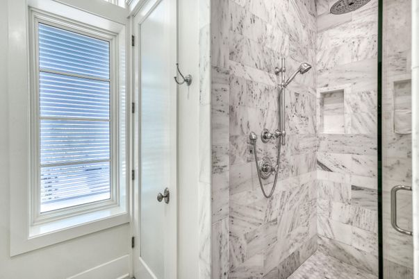 Bathroom, Glass Shower, Interior, Marble Walls