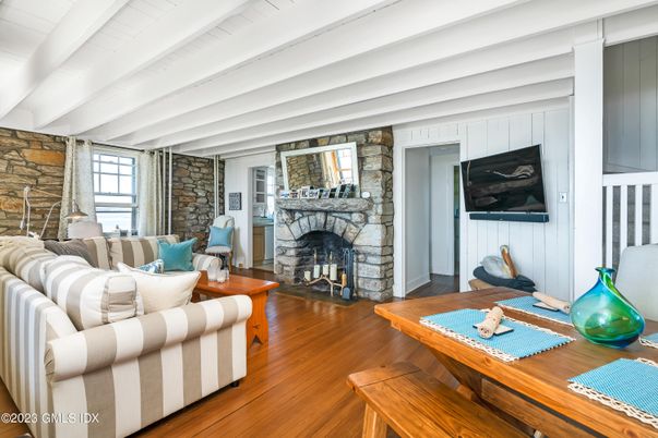 Fireplace, Interior, Living room, Stone Walls, Wood Texture Flooring