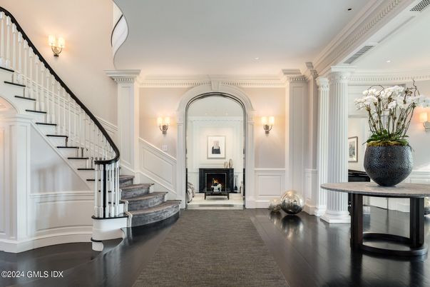 Fireplace, Interior, Recessed Lighting, Wood Texture Flooring