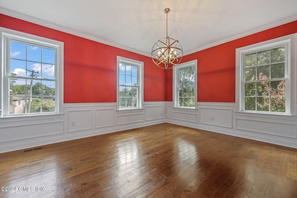 Chandelier, Empty room, Interior, Pendant Lights, Wood Texture Flooring