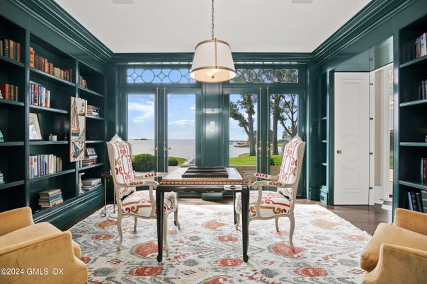 Home Office, Interior, Pendant Lights, Water, Wood Texture Flooring