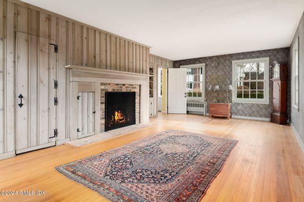 Empty room, Fireplace, Interior, Wood Texture Flooring, Wooden Walls