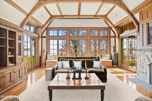 Fireplace, Interior, Living room, Recessed Lighting, Wooden Beams, Wood Texture Flooring