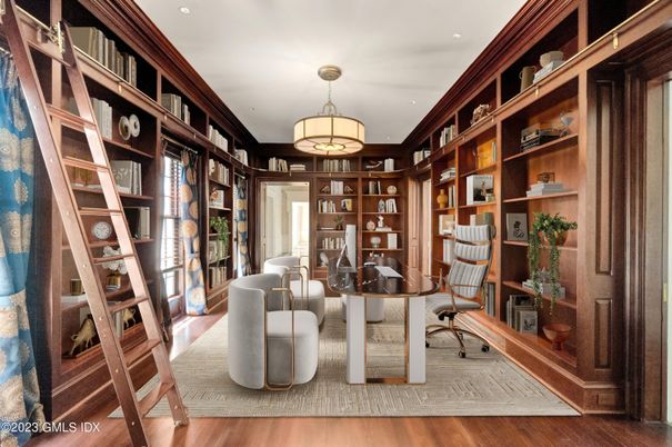 Home Office, Interior, Recessed Lighting, Wood Texture Flooring