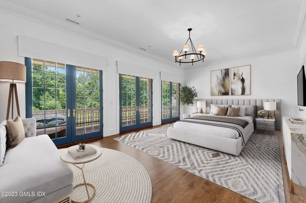 Bedroom, Chandelier, Interior, Wood Texture Flooring