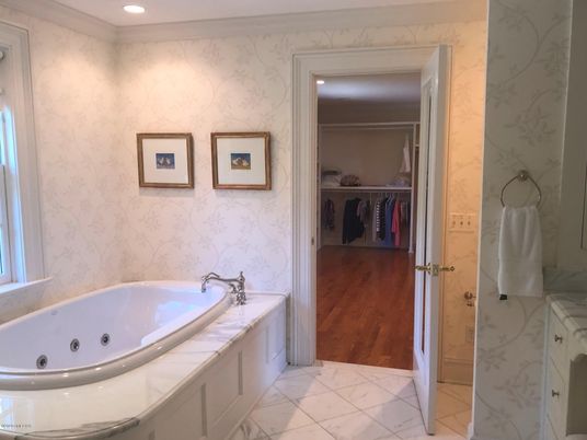Bathroom, Interior, Marble, Recessed Lighting, Wood Texture Flooring