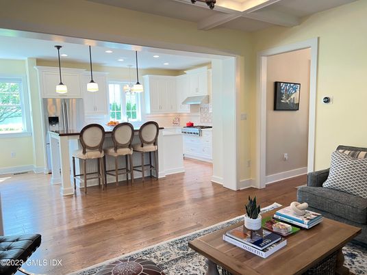 Interior, Kitchen, Living room, Pendant Lights, Recessed Lighting, Wood Texture Flooring