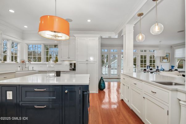 Interior, Kitchen, Pendant Lights, Recessed Lighting, Wood Texture Flooring