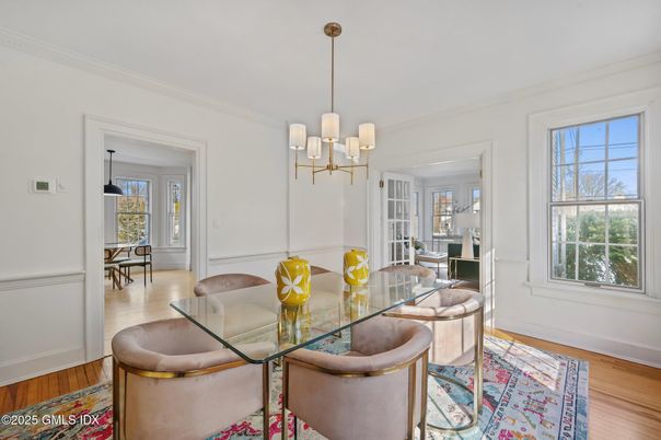Chandelier, Dining room, Interior, Pendant Lights, Wood Texture Flooring