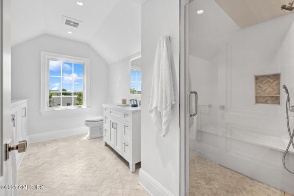Bathroom, Glass Shower, Interior, Recessed Lighting