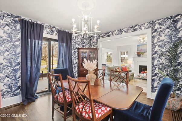 Chandelier, Dining room, Fireplace, Interior, Living room, Wood Texture Flooring