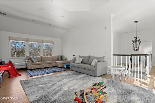 Interior, Living room, Pendant Lights, Recessed Lighting, Wood Texture Flooring