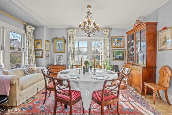 Chandelier, Dining room, Interior, Wood Texture Flooring