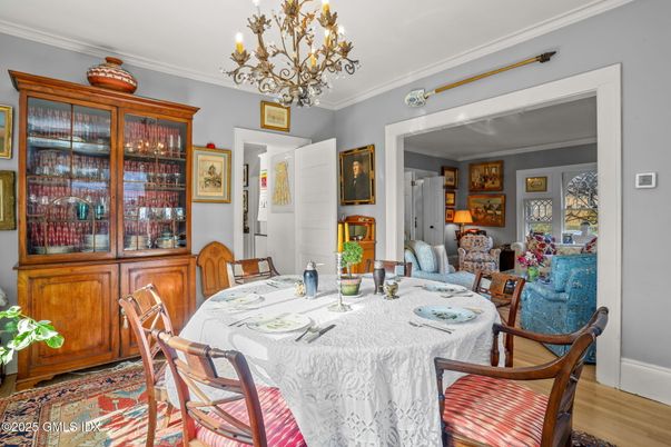 Chandelier, Dining room, Interior, Wood Texture Flooring