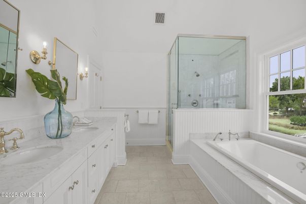 Bathroom, Dual Sink Vanities, Glass Shower, Interior