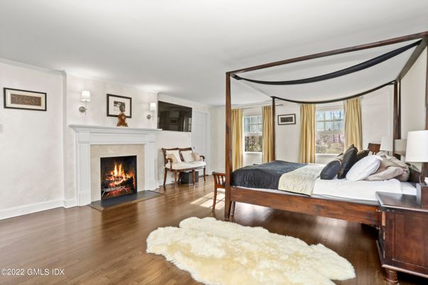 Bedroom, Fireplace, Interior, Wood Texture Flooring