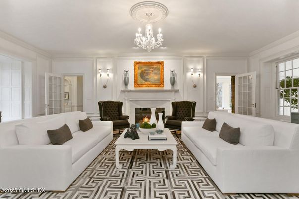 Chandelier, Fireplace, Interior, Living room
