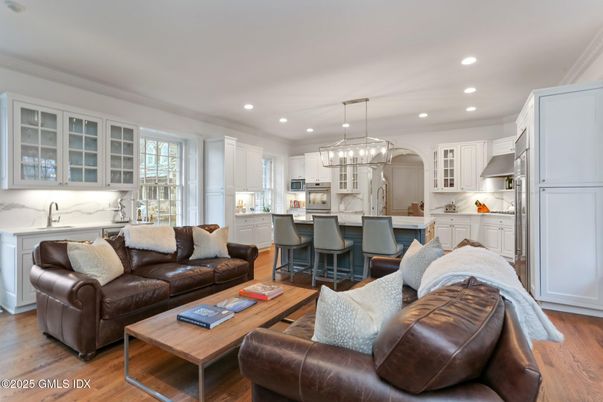 Interior, Kitchen, Living room, Pendant Lights, Recessed Lighting, Stainless Steel Appliances, Wood Texture Flooring