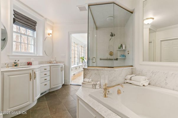 Bathroom, Dual Sink Vanities, Glass Shower, Interior