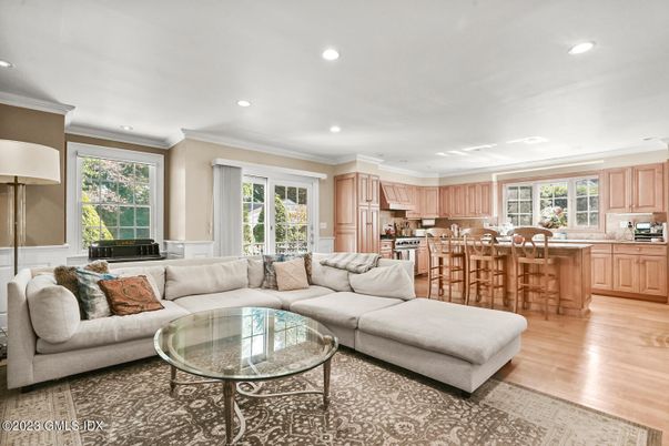 Interior, Kitchen, Living room, Recessed Lighting, Stainless Steel Appliances, Wood Texture Flooring