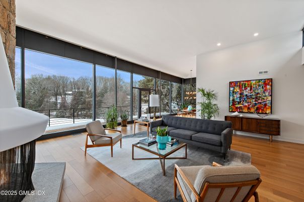 Interior, Living room, Pendant Lights, Recessed Lighting, Wood Texture Flooring