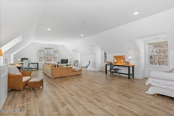 Home Office, Interior, Living room, Recessed Lighting, Wood Texture Flooring