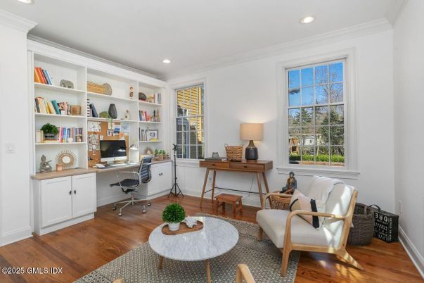 Home Office, Interior, Recessed Lighting, Wood Texture Flooring