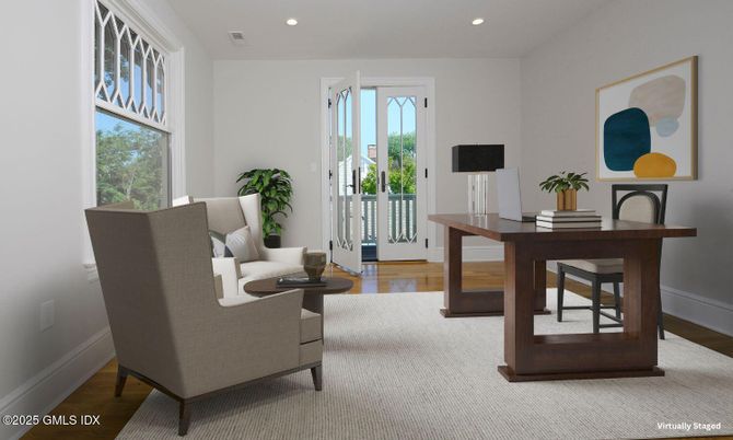 Home Office, Interior, Recessed Lighting, Wood Texture Flooring