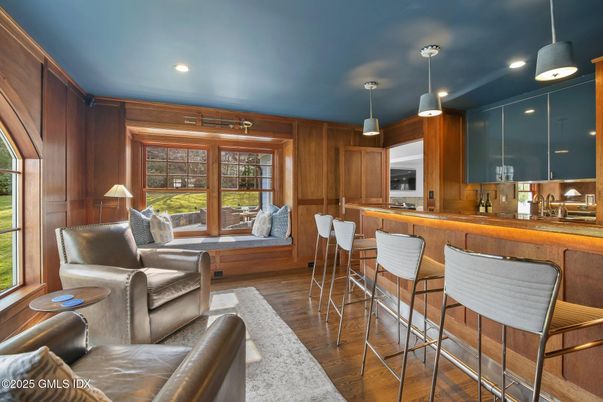 Interior, Kitchen, Pendant Lights, Recessed Lighting, Wood Texture Flooring, Wooden Walls