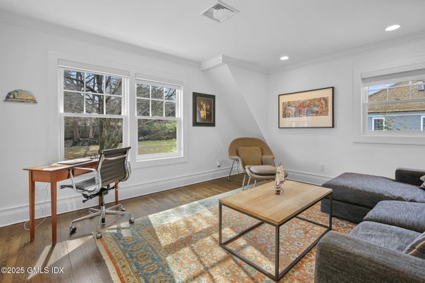 Home Office, Interior, Recessed Lighting, Wood Texture Flooring