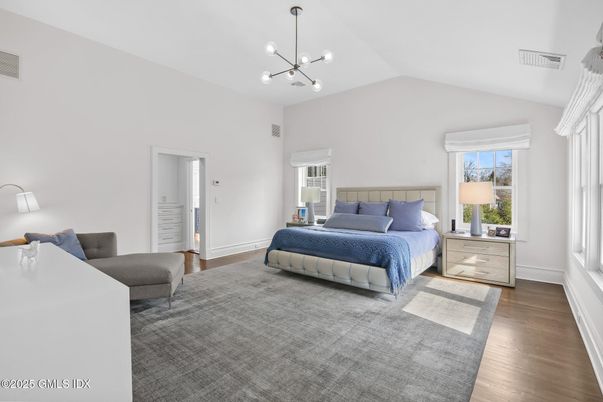 Bedroom, Interior, Pendant Lights, Wood Texture Flooring
