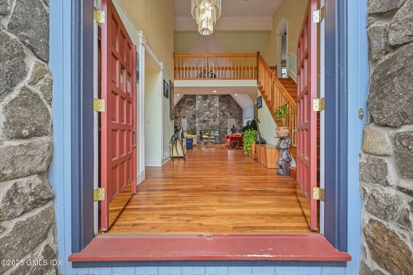 Fireplace, Interior, Stone Walls, Wood Texture Flooring