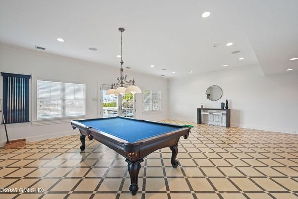Billiard Table, Game Room, Interior, Pendant Lights, Recessed Lighting