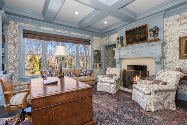 Fireplace, Home Office, Interior, Living room, Recessed Lighting