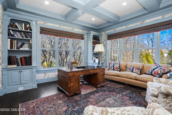Home Office, Interior, Recessed Lighting, Wood Texture Flooring