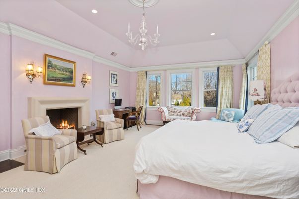 Bedroom, Chandelier, Fireplace, Interior, Recessed Lighting