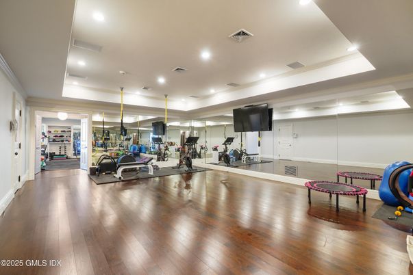 Fitness Equipment, Interior, Recessed Lighting, Wood Texture Flooring