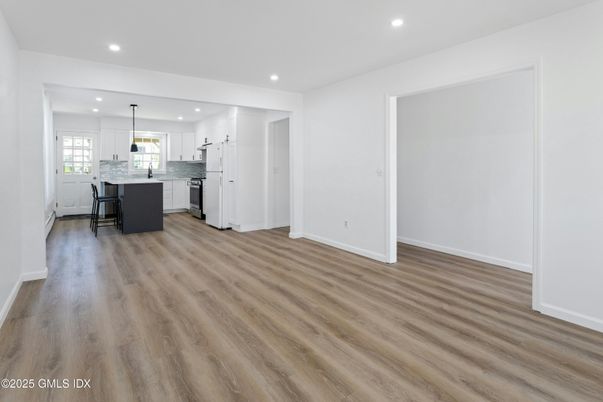 Interior, Kitchen, Pendant Lights, Recessed Lighting, Wood Texture Flooring