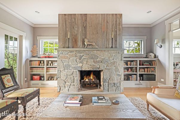 Fireplace, Interior, Recessed Lighting, Wood Texture Flooring