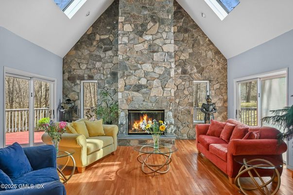 Fireplace, Interior, Living room, Stone Walls, Wood Texture Flooring