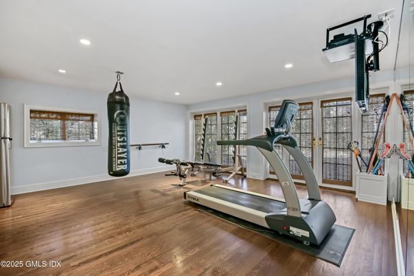 Fitness Equipment, Interior, Recessed Lighting, Wood Texture Flooring