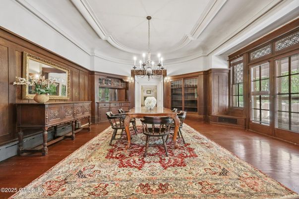 Chandelier, Dining room, Interior, Wood Texture Flooring, Wooden Walls