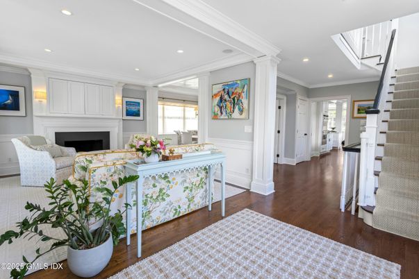 Fireplace, Interior, Recessed Lighting, Wood Texture Flooring