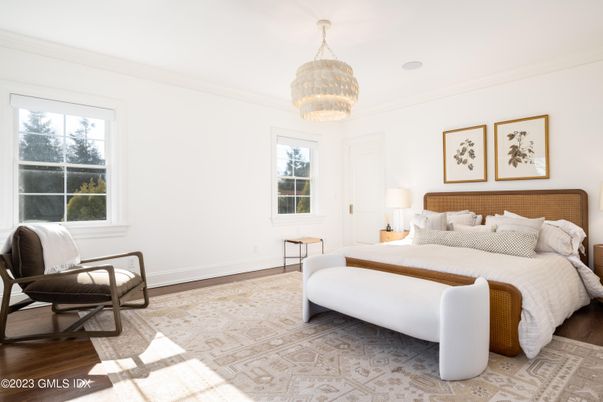 Bedroom, Chandelier, Interior, Wood Texture Flooring