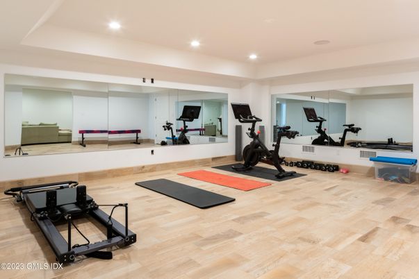 Fitness Equipment, Interior, Recessed Lighting, Wood Texture Flooring